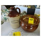 Lidded stoneware bean pot and crock