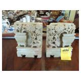 Carved soapstone bookends, ca. 1935, A/F
