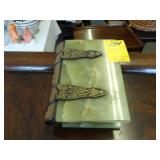 Green onyx box in the form of a book