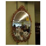 Petite, gilt, beveled, wall mirror