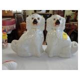 Large pair of white Victorian, Staffordshire dogs