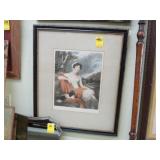 TOC mezzotint engraving of a woman with a spaniel