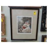 TOC mezzotint engraving of two young women with a
