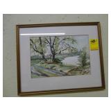 Landscape watercolor of sheep by Jim Page
