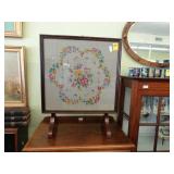Folding, needlework fire screen / table