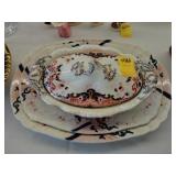 Three piece platter and tureen set in Imari