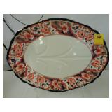 Large well and tree, floral, ironstone platter,