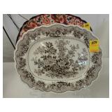 19th Century, brown and white, shaped, ironstone