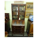 Flame mahogany, Queen Anne, bureau, bookcase, ca.