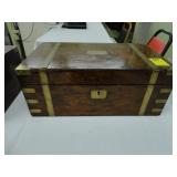 Victorian box with brass campaign hardware, dated