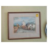 Pen and ink watercolor of a village, artist
