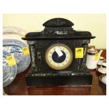 19th Century, black, slate, mantle clock, ca.