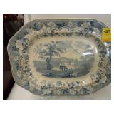 19th Century, octagonal, scenic ironstone platter