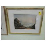Picture depicting a village and a Scottish loch