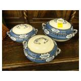 Three blue and white, Edwardian, ironstone
