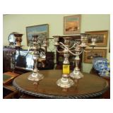 Three silver on copper candelabras