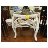 White, wicker, side table