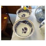 Pair of cobalt and copper luster ironstone punch