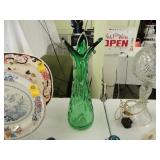 Large, green Murano, Art Glass vase