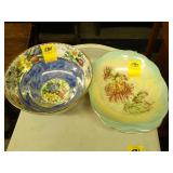 Blue, floral, Maling luster ware bowl, along with