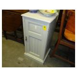 Victorian, oak, bedside cabinet, painted white