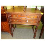 Barley twist, oak, two drawer, silver chest, ca.