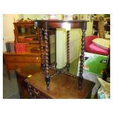 Unusual, oval, barley twist, oak, side table, ca.