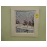 The Tyne in Winter, oil on board, by Shiela