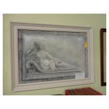 Large, pastel watercolor, titled Paulina Borghes,