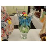 Large, swung, green and blue, Murano, Art Glass