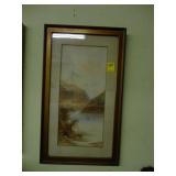Rectangular watercolor landscape, artist signed,