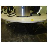 Oval, metal and marble coffee table
