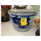 Blue and white, stoneware crock