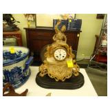 19th Century French, figural alabaster, clock