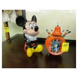 Mickey Mouse alarm clock and tankard