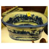 Blue and white ironstone footbath