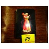 Russian, black lacquer box, depicting a woman