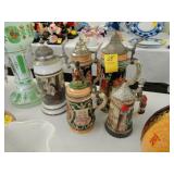 Five German steins