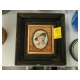 Hand painted portrait of a woman wearing a hat