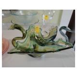 Two MCM Art Glass swans