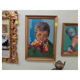 Needlework picture of a boy