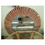Large, round, decorative, wall mirror