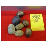 Seven carved scarabs