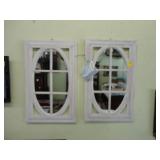 Two contemporary, white, decorator mirrors