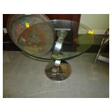 Contemporary chrome and glass side table
