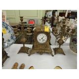 19th Century, three piece French girandoles clock