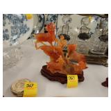 Hand carved Carnelian statue of goats