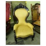 Hand carved, Victorian chair with fruit and