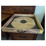 Large, decorative, wooden, serving tray