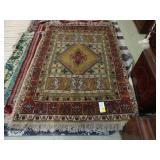 4' x 5' Tan, olive and brown, Persian wool rug